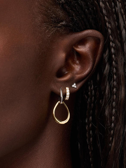 Gold Drop Earrings - Sage Two Tone