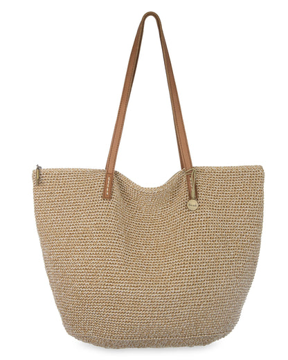 Faye Large Tote - Hand Crochet - Bamboo Static