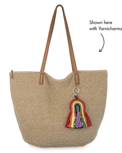 Faye Large Tote - Hand Crochet - Bamboo Static