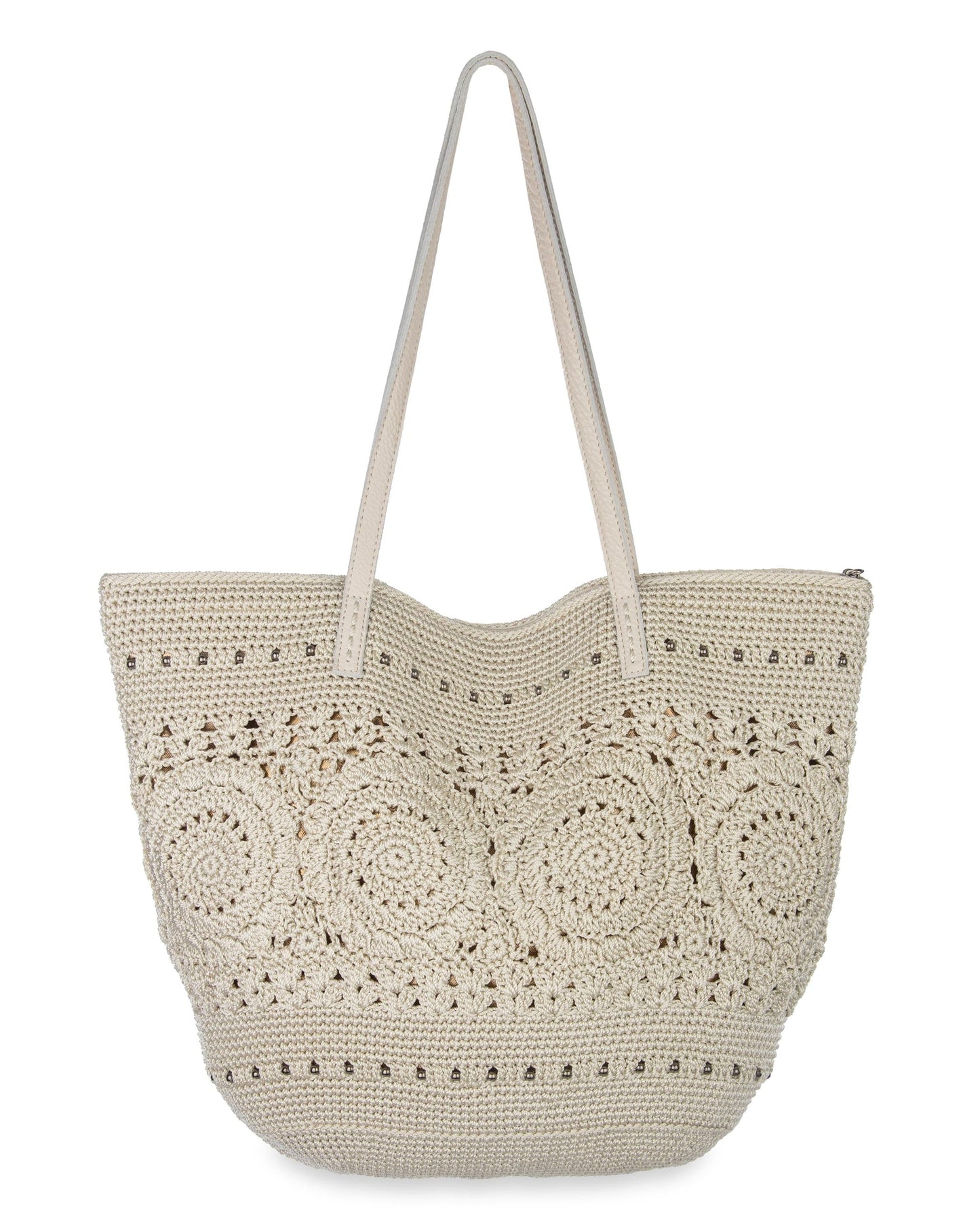 Faye Large Tote - Hand Crochet - Natural Medallion
