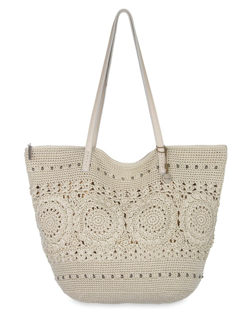 Faye Large Tote - Hand Crochet - Natural Medallion
