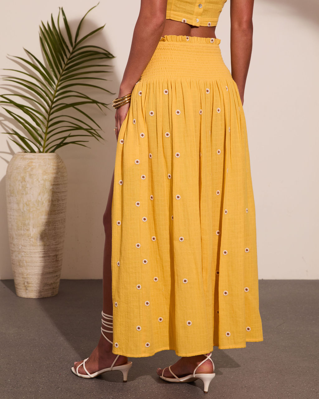 Daisy Darling Embroidered Cotton Floral Midi Skirt