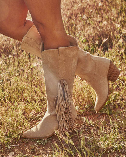 Boho Canyon Faux Suede Fringe Western Boots