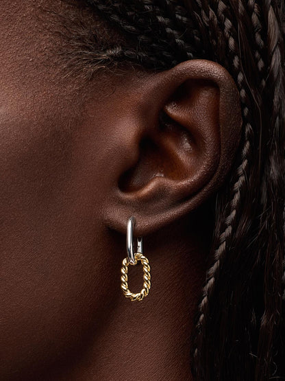 Drop Earrings - Ash Double Mini Two Tone