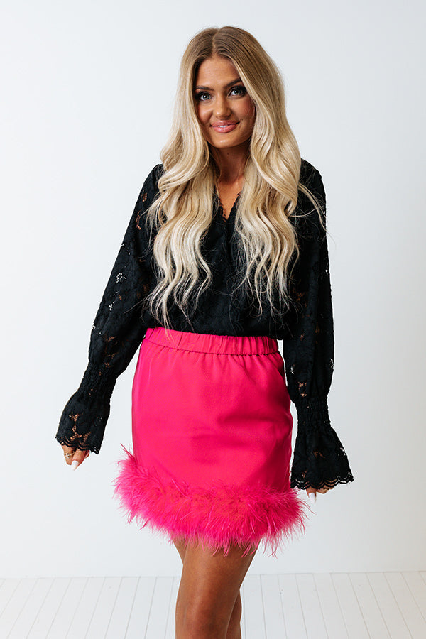 Find The Spotlight Feather Skirt In Hot Pink