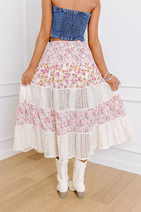 Floral Fields High Waist Midi Skirt