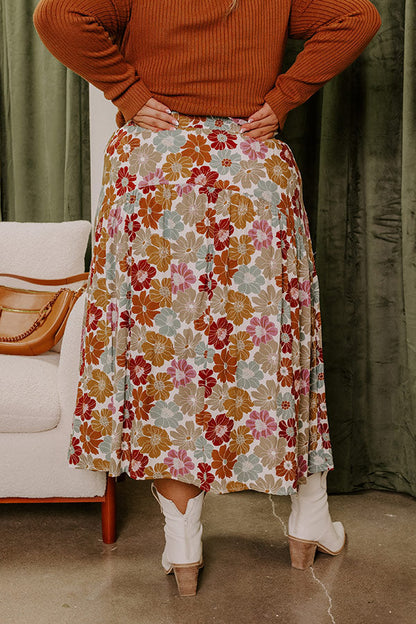 Balcony Brunch High Waist Floral Skirt Curves