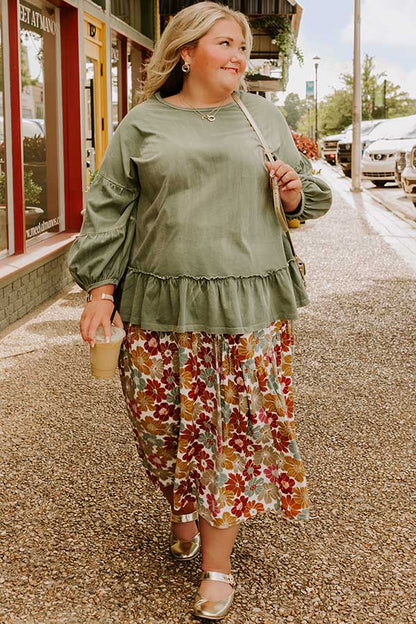Balcony Brunch High Waist Floral Skirt Curves