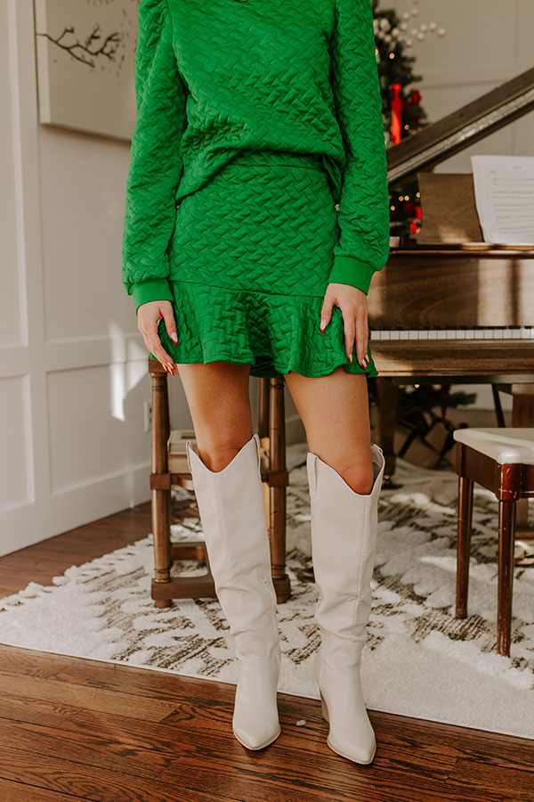 Holiday Cocktails High Waist Quilted Mini Skirt