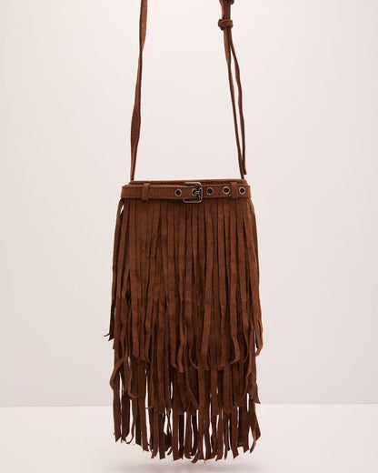 Dust Trail Fringe Faux Suede Crossbody Bag