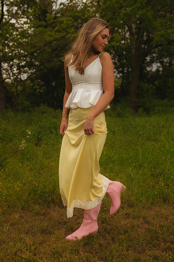 The Anna High Waist Satin Midi Skirt