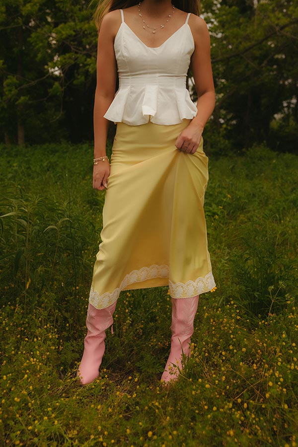 The Anna High Waist Satin Midi Skirt