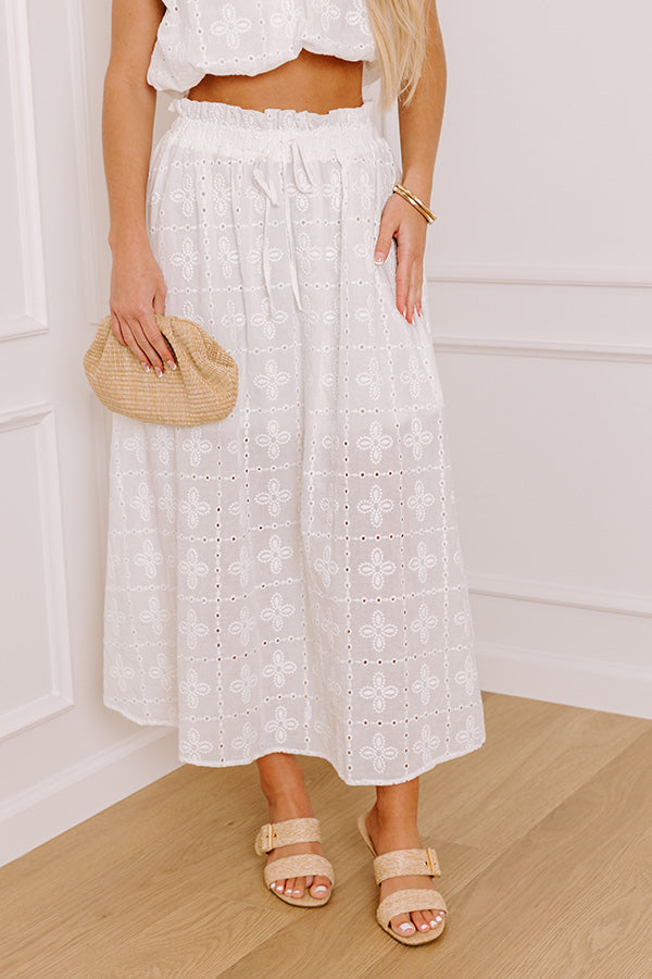 Toes In The Sand High Waist Eyelet Midi Skirt