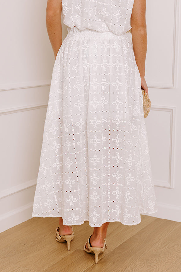 Toes In The Sand High Waist Eyelet Midi Skirt