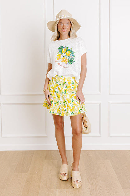 Love And Limoncello High Waist Linen-Blend Mini Skirt