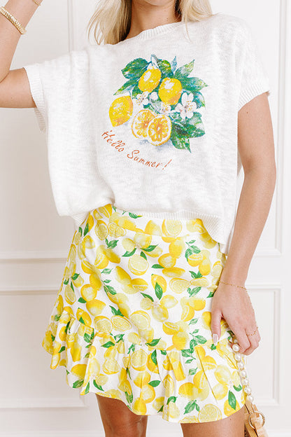 Love And Limoncello High Waist Linen-Blend Mini Skirt