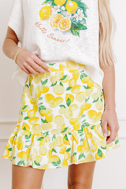 Love And Limoncello High Waist Linen-Blend Mini Skirt