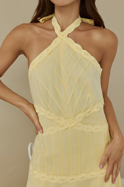 Tropical Dreamer Halter Maxi Dress Yellow