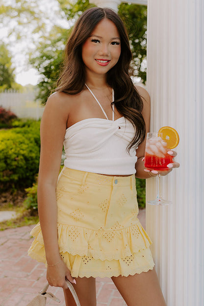 The Aurora High Waist Eyelet Mini Skirt