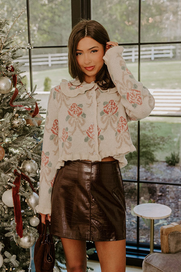 The Jessica Faux Leather Mini Skirt in Dark Chocolate