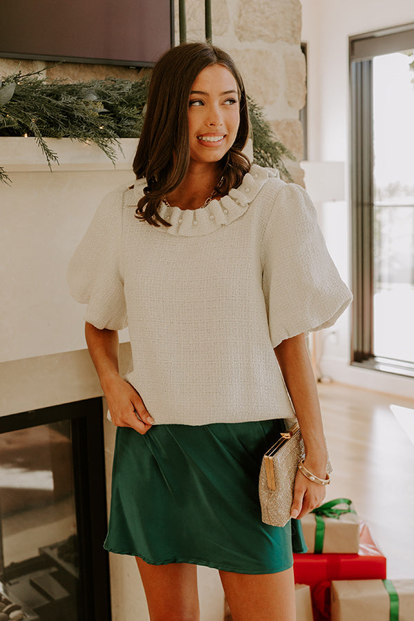 Luxe Lifestyle High Waist Satin Mini Skirt in Hunter Green
