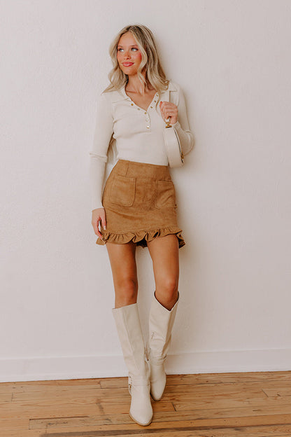 The Cecilia High Waist Faux Suede Mini Skirt