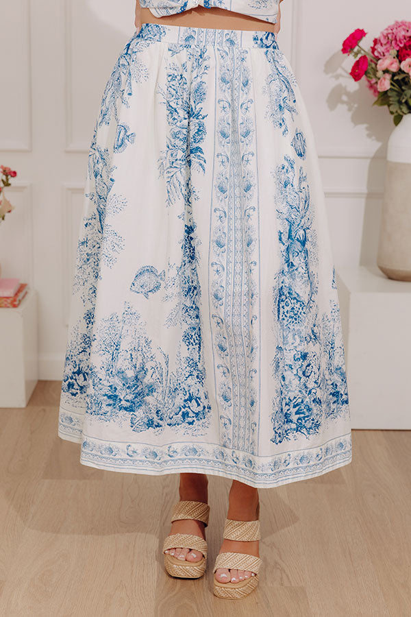 Kensington Garden High Waist Floral Midi Skirt