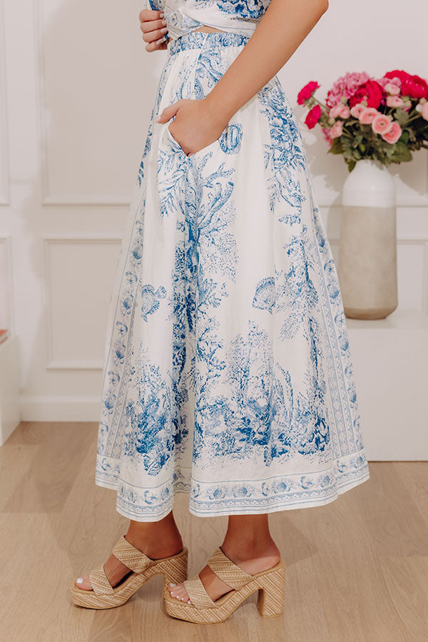 Kensington Garden High Waist Floral Midi Skirt