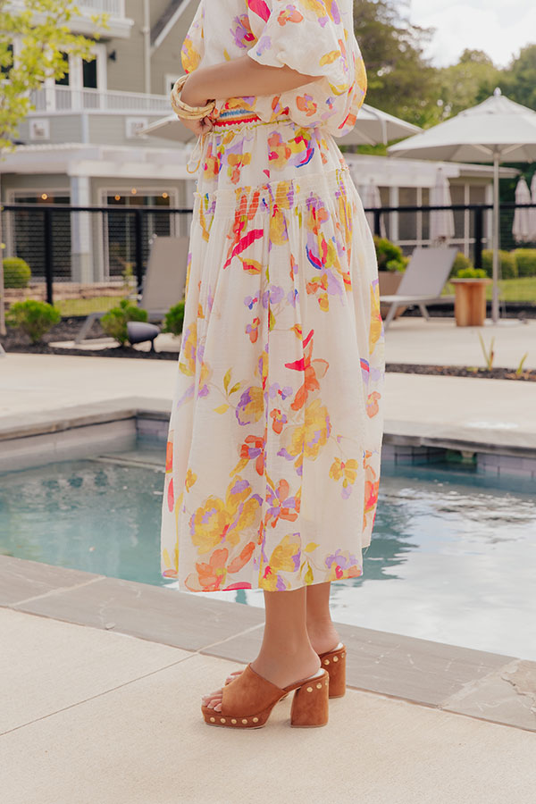 Vineyard Brunch High Waist Midi Skirt