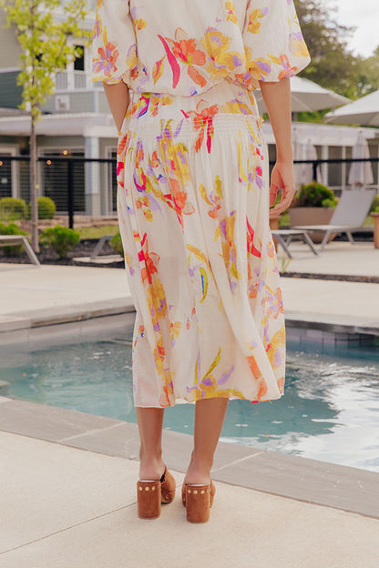 Vineyard Brunch High Waist Midi Skirt