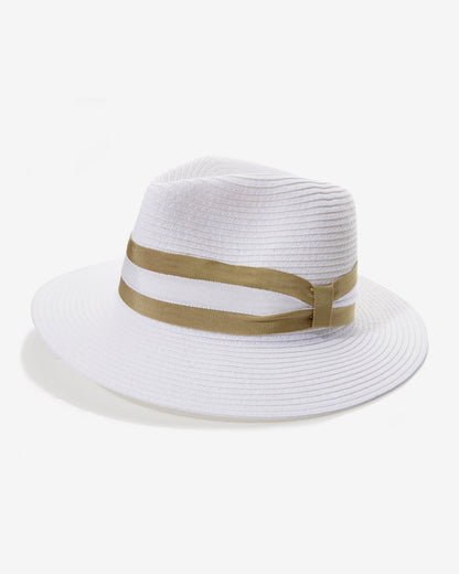 Fedora Straw Hat White/Taupe
