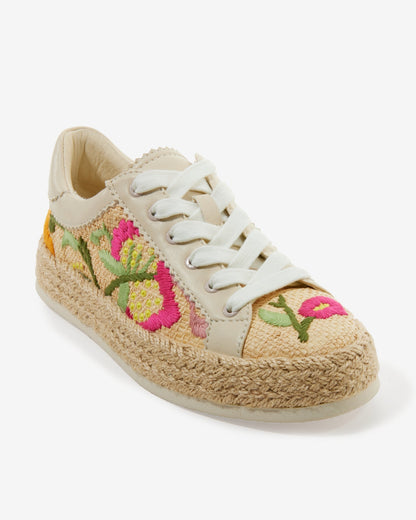 Embroidered Raffia Sneaker Multi