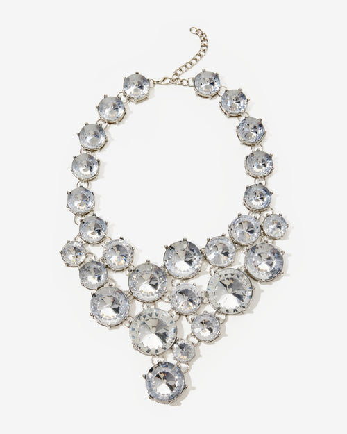 Gem Statement Necklace Silver