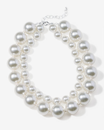 Double Layered Pearl Necklace White