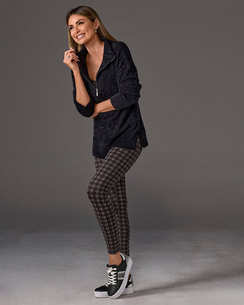 High Waisted Printed Sport Legging Graphite Houndstooth