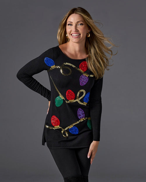 Festive Lightbulb Sweater Black Multi