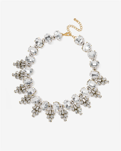 Holiday Gem Statement Necklace Gold/Clear