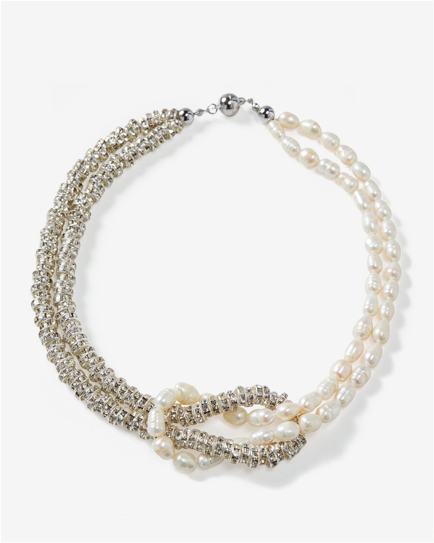 Knotted Pearl Necklace White/Silver
