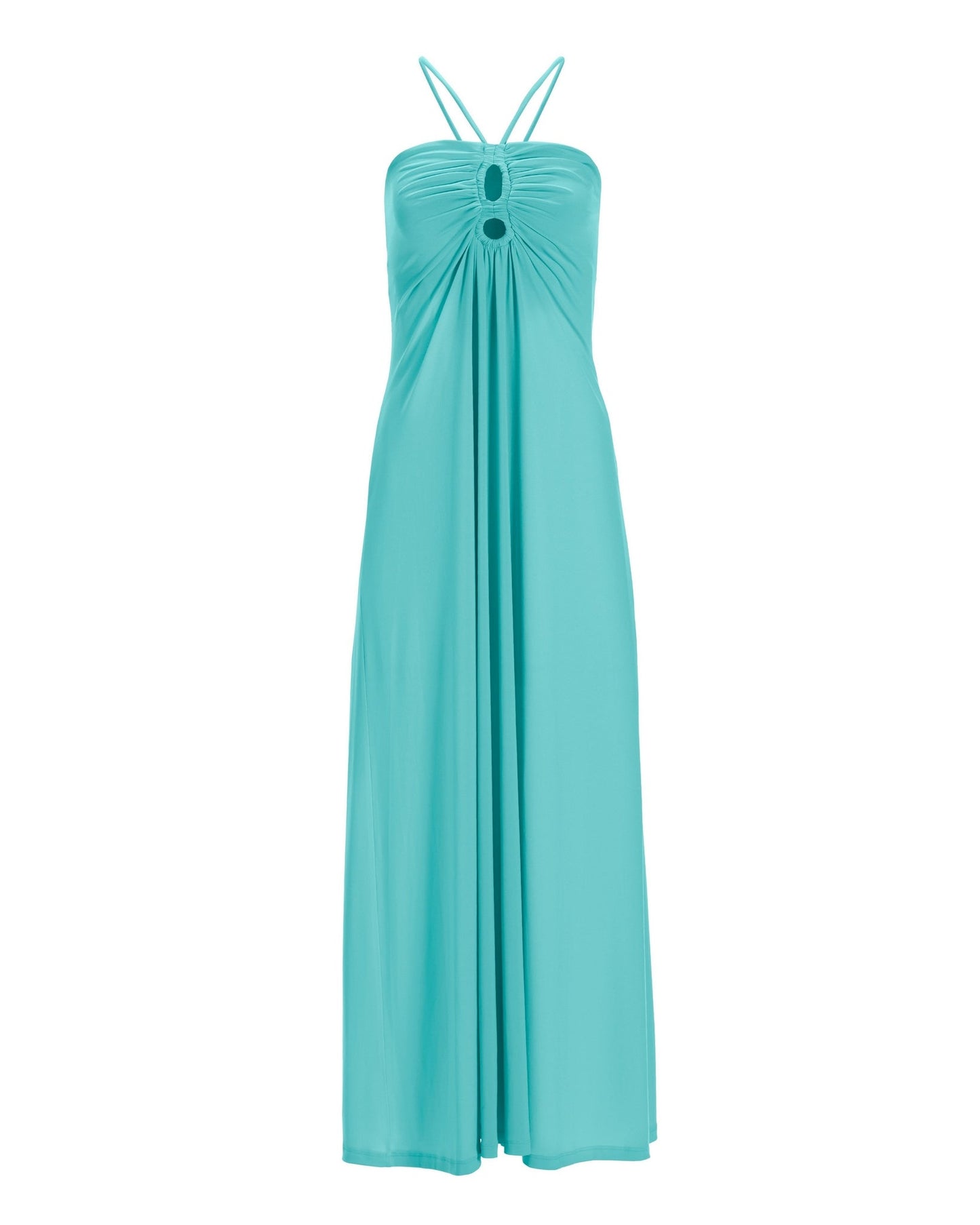 Keyhole Halter Maxi Dress Fountain Blue