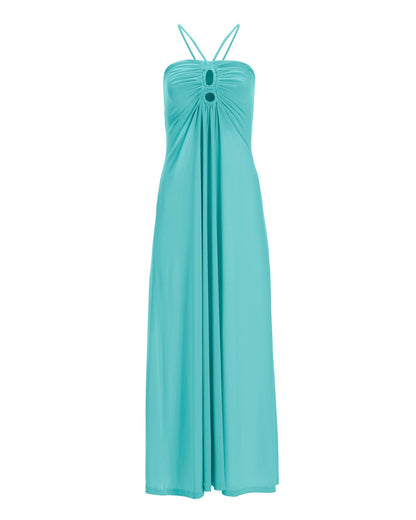 Keyhole Halter Maxi Dress Fountain Blue