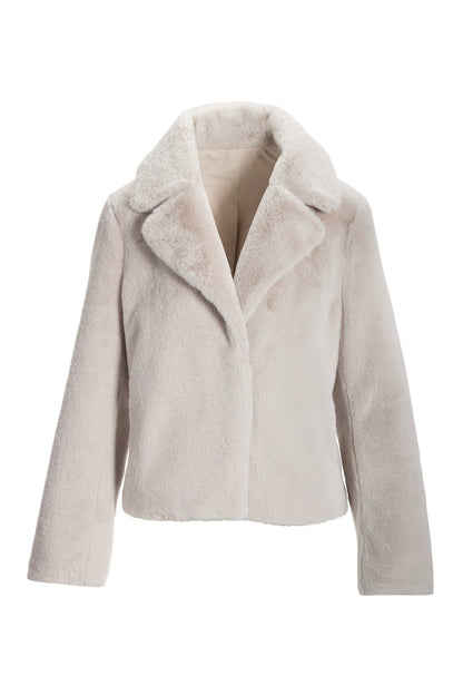 Fringe Faux-Fur Chubby Jacket Sea Salt