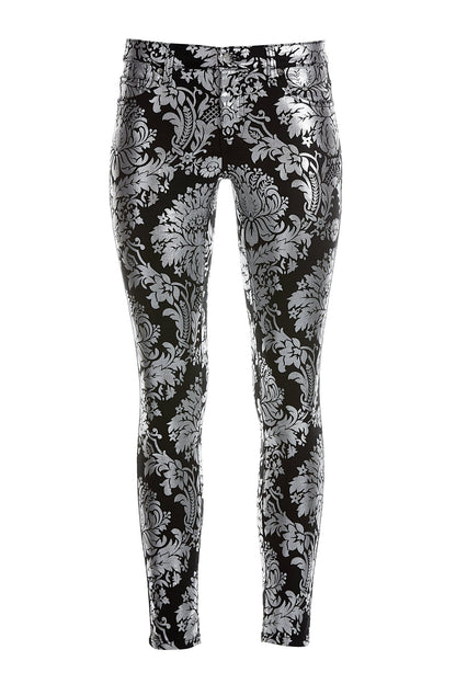 Foil Print Ankle Jean Black/Silver
