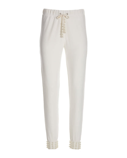 French Terry Pearl Jogger White