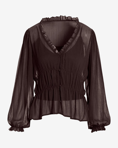Easy Chic Balloon Sleeve Blouse Brown
