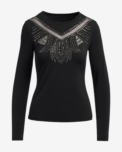 Embellished Long Sleeve Top Proper Black