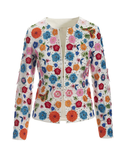 Embroidered Floral Butterfly Jacket Multi