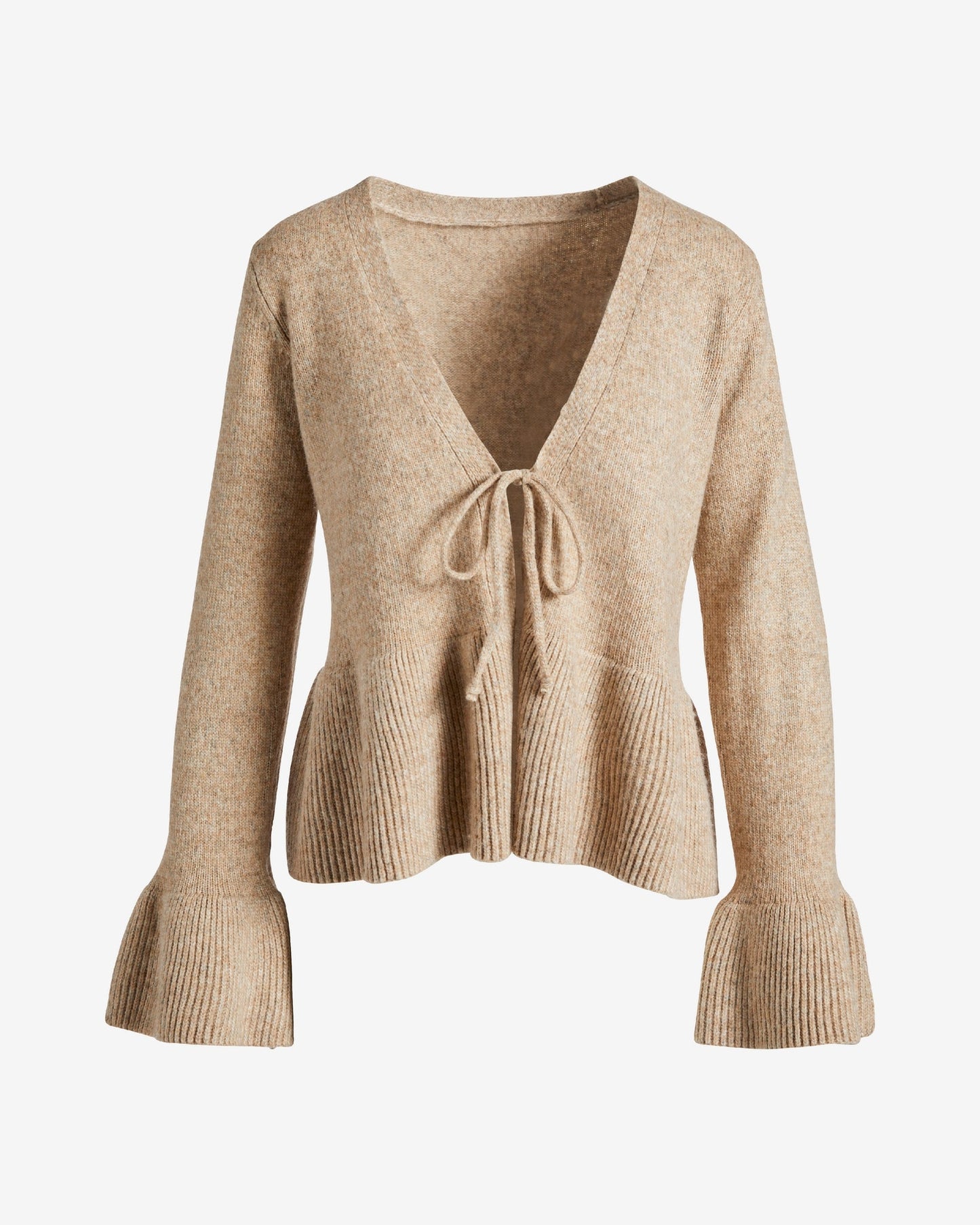 Flare Sleeve Tie Front Cardigan Sesame
