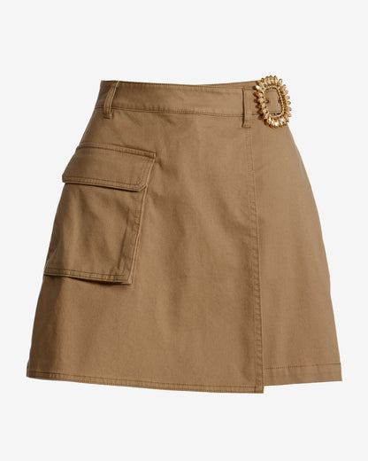 Gemstone Belt Cargo Skort Caramel