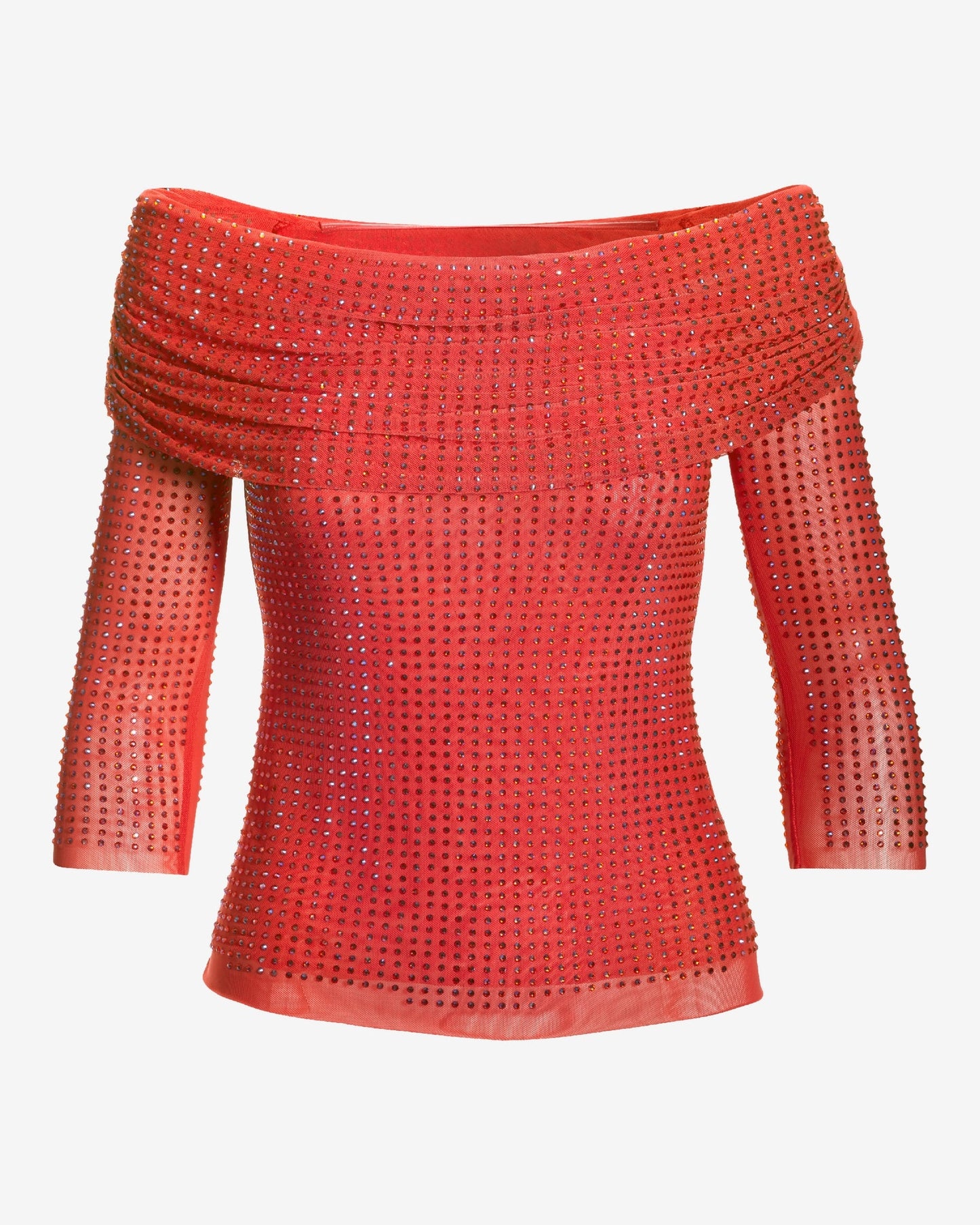 Heat Seal Mesh Off The Shoulder Top Bittersweet