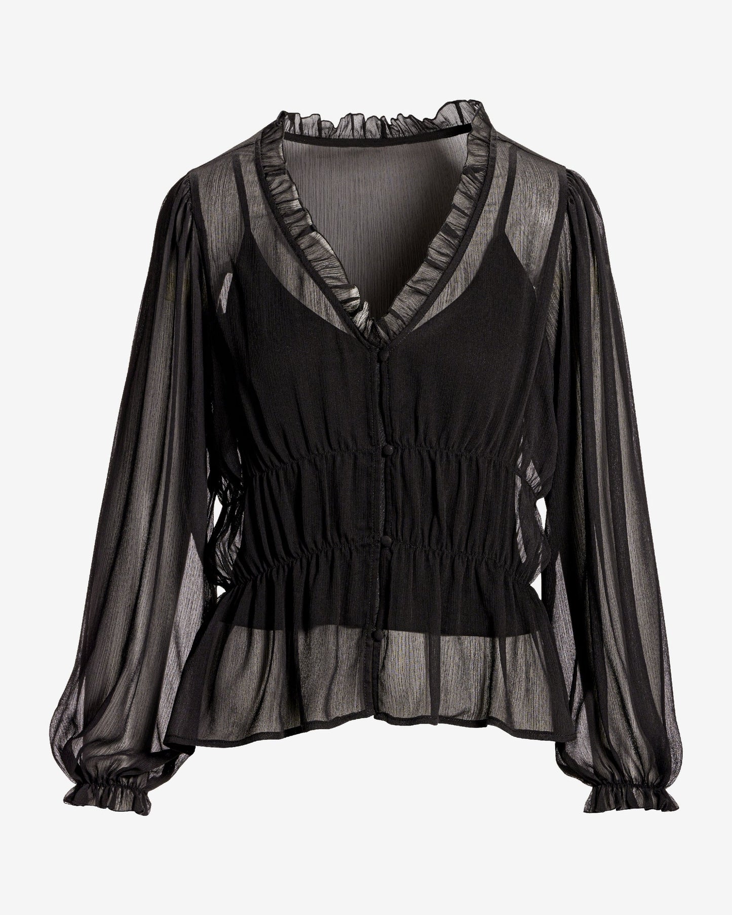 Easy Chic Balloon Sleeve Blouse Black